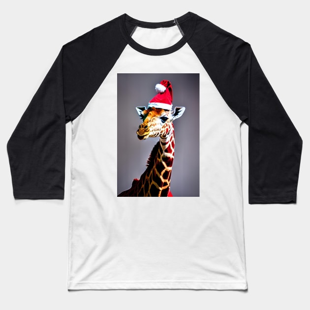 Christmas Giraffe (Christmas Animals) Baseball T-Shirt by robsteadman